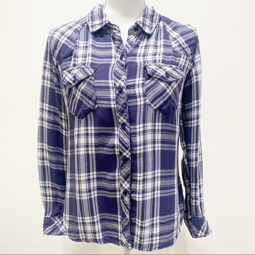 RAILS button down blue & white plaid long sleeve top - S